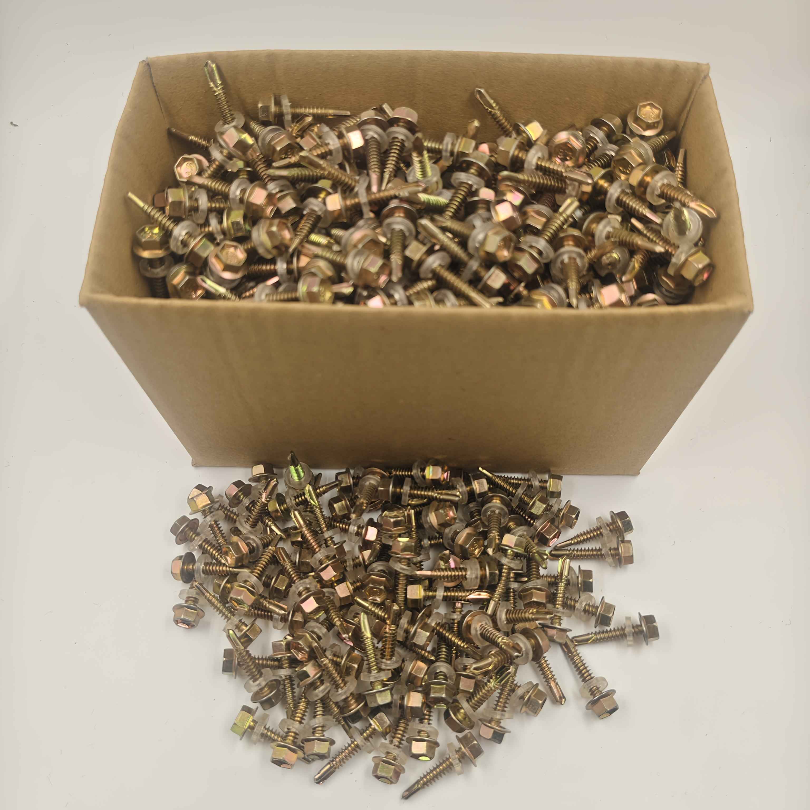 500 Pcs Hex Head Self Tapping Screw Set — Galvanized Drill-Tail Screws with Washers for Metal Wood & Plastic - 500pcs