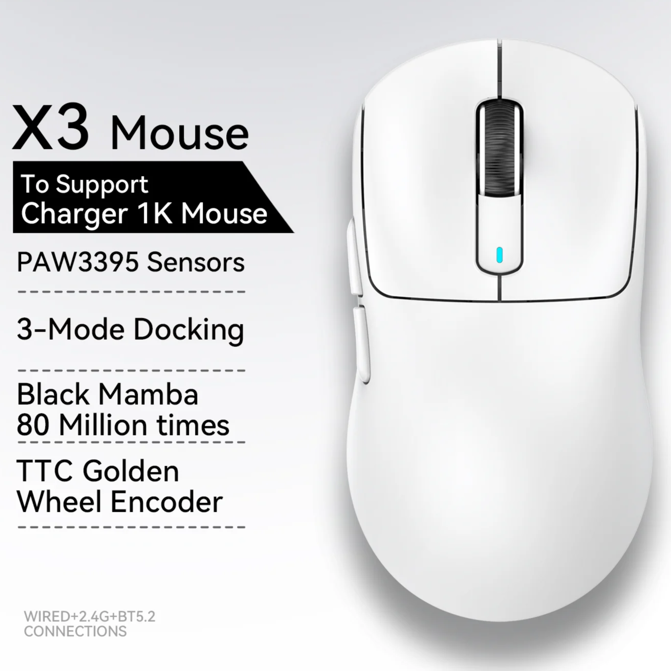 Lightweight Wireless Gaming Mouse Tri-Mode Connectivity for PC & Mac by Snagg A Gaming Mouse
