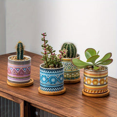 4 Pcs Ceramic Succulent Pots with Drainage by Snagg A Pot