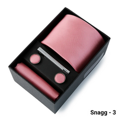 Luxury Men’s Tie Set Solid Colour Slim Necktie Hanky Cufflinks & Clip - Snagg - 3 - Others In Fashion