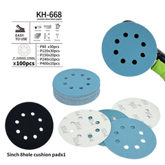 5 Inch 8-Hole Ceramic Sanding Discs | Flocked Hook & Loop 80–320 Grit Grinding Polishing Disc 100pcs