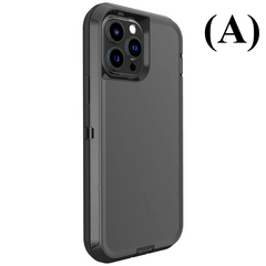 3 IN 1 Heavy Duty Armor Shockproof Dust Proof Case - For iPhone 14 Series - A - Black / 14Pro MAX - Phone Cases & Covers