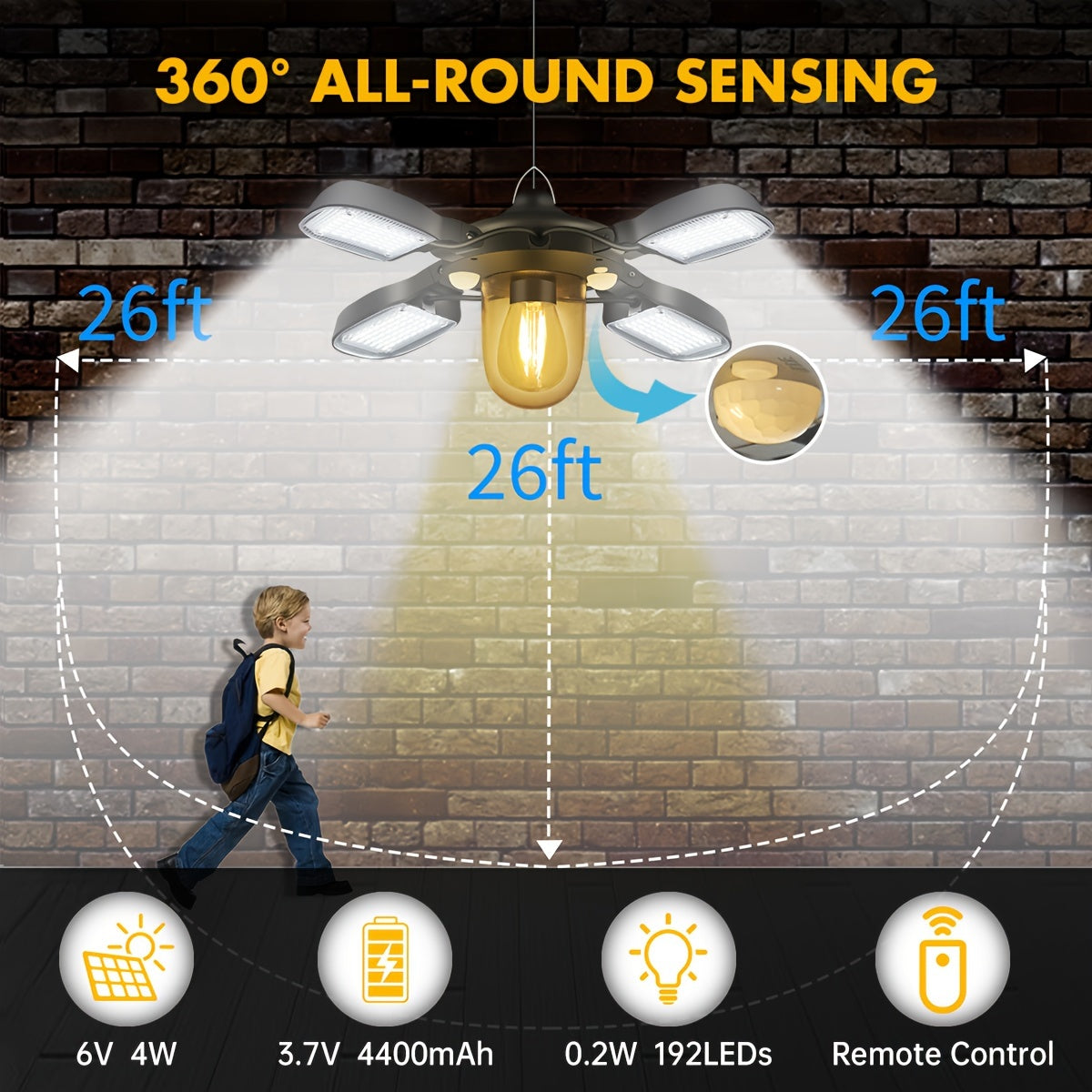 1000LM Motion Sensor Solar Pendant Light by Snagg An Outdoor Light