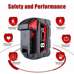 4 Pack 18 V 8.0 Ah Lithium-Ion Batteries — Replacement for Milwaukee M18 Cordless Tools (48-11-18 Series)
