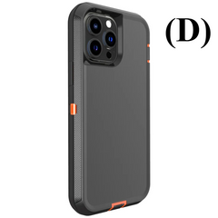3 IN 1 Heavy Duty Armor Shockproof Dust Proof Case - For iPhone 15 Series - D - Black Orange / 15PRO MAX - Phone Cases