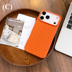 Braided Textured Breathable Shockproof Back Case – for iPhone 15 Series - C - Orange / Plus - Phone Cases & Covers