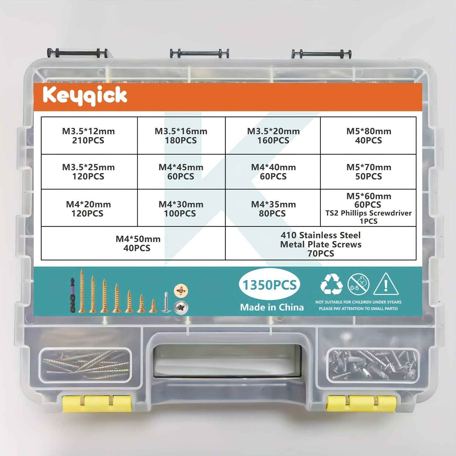 1350 Pcs Wood & Metal Screw Kit — M3.5/M4/M5 - M3.5 M4 M5 410 screws - 1350pcs - Power Tools Gadget