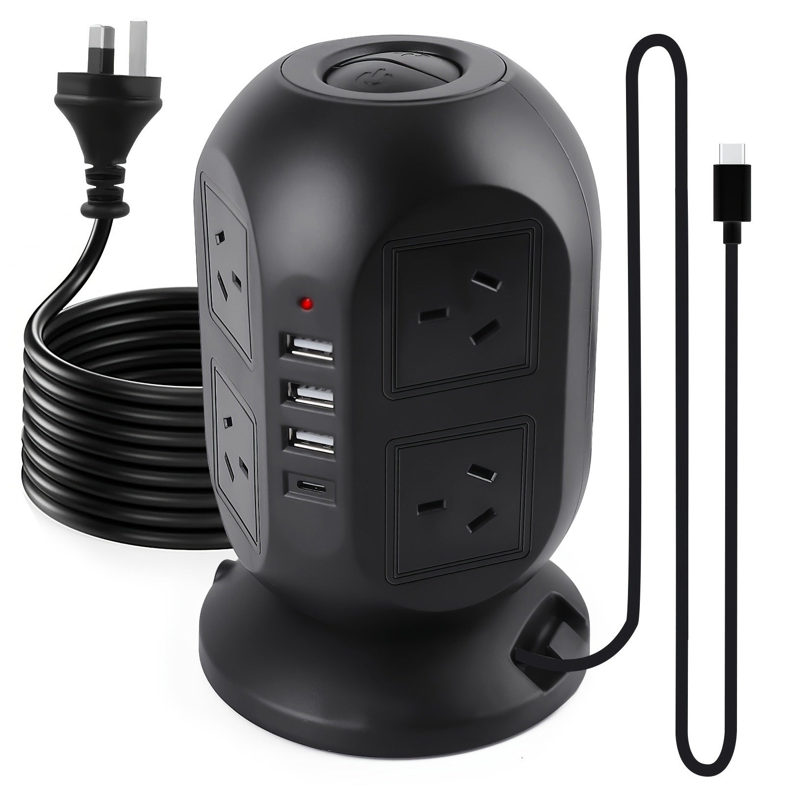 16-in-1 Tower Powerboard with USB-C | Surge Protector Charging Station (3m) by Snagg An Extension Cable