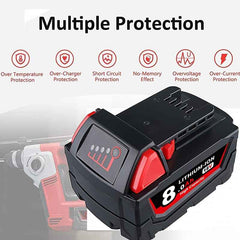 4 Pack 18 V 8.0 Ah Lithium-Ion Batteries — Replacement for Milwaukee M18 Cordless Tools (48-11-18 Series)
