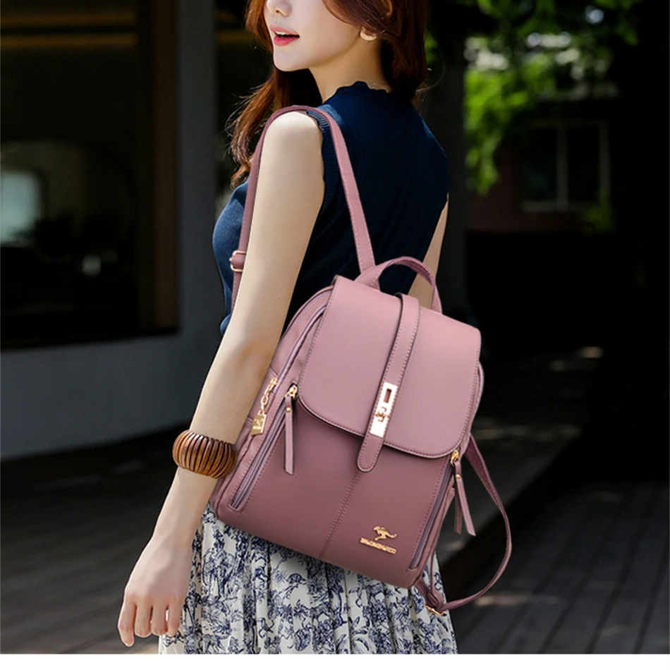 PU Leather Women's School & Travel Backpack