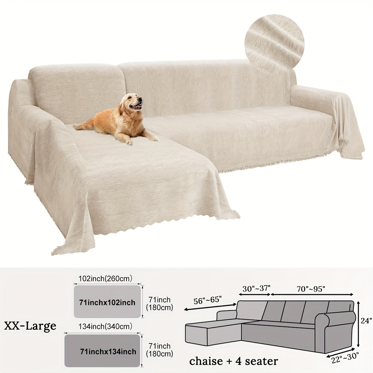 2pcs Chenille Sofa Covers Modern, Pet-Friendly & Double-Sided by Snagg A Sofa Cover