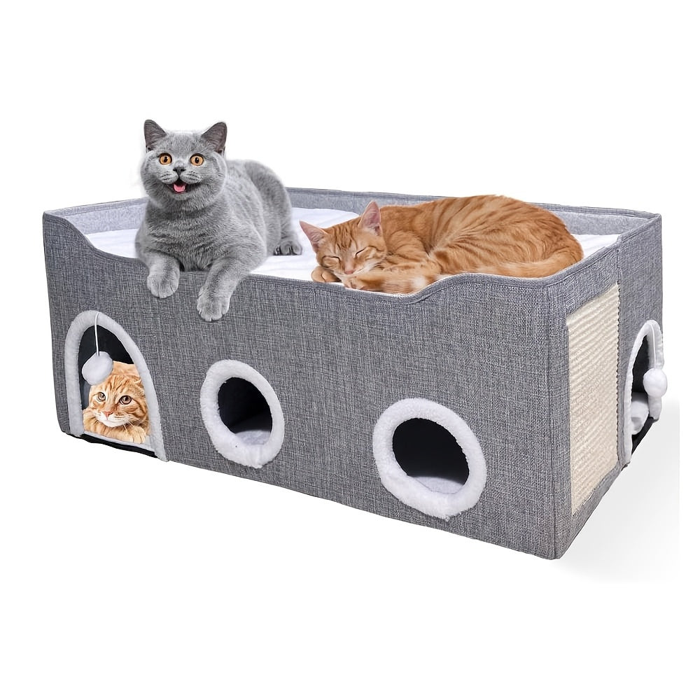 Large Collapsible Cat House with Dual Caves & Play Ball by Snagg A Cave