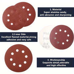 400 Pcs Sanding Disc Set - 5’’ / 125mm 8 Hole Hook and Loop Sandpaper - 60/80/100/120/180/240/320/400/600/800 Grit