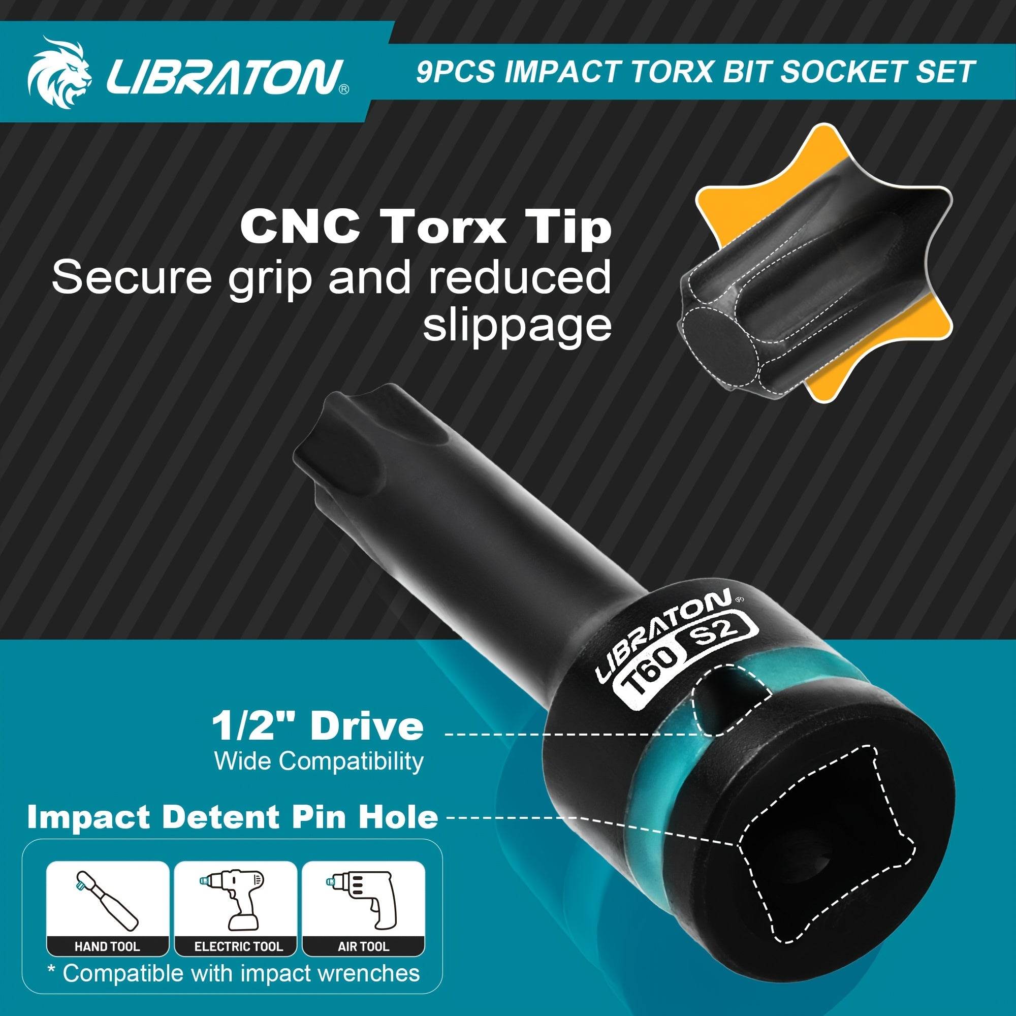 9pcs Impact Torx Bit Socket Set - SnaggIt