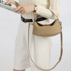 Genuine Leather Minimalist Crossbody Bag – Small Luxury Fashion Handbag & Shoulder Bag for Women (24×11×11cm)