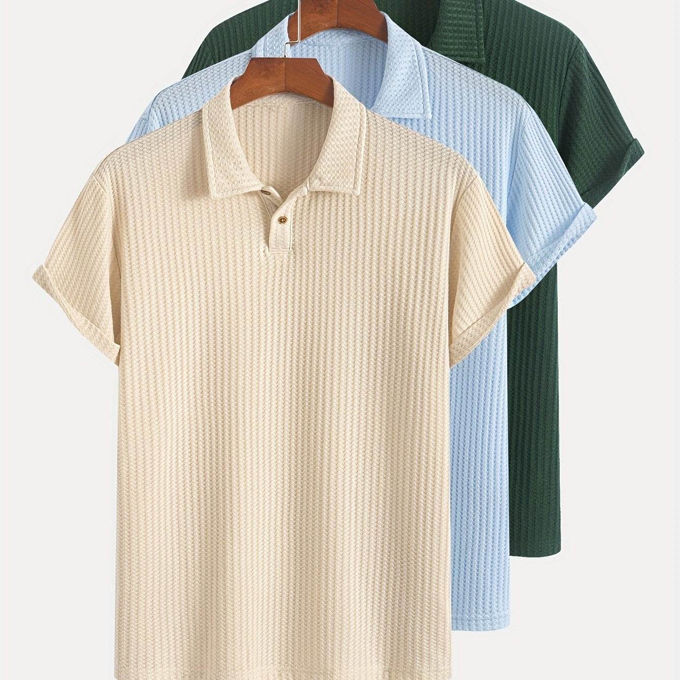 3-Pack Men’s Summer Jacquard Knit Polo Shirts – Sporty Casual Style - SnaggIt