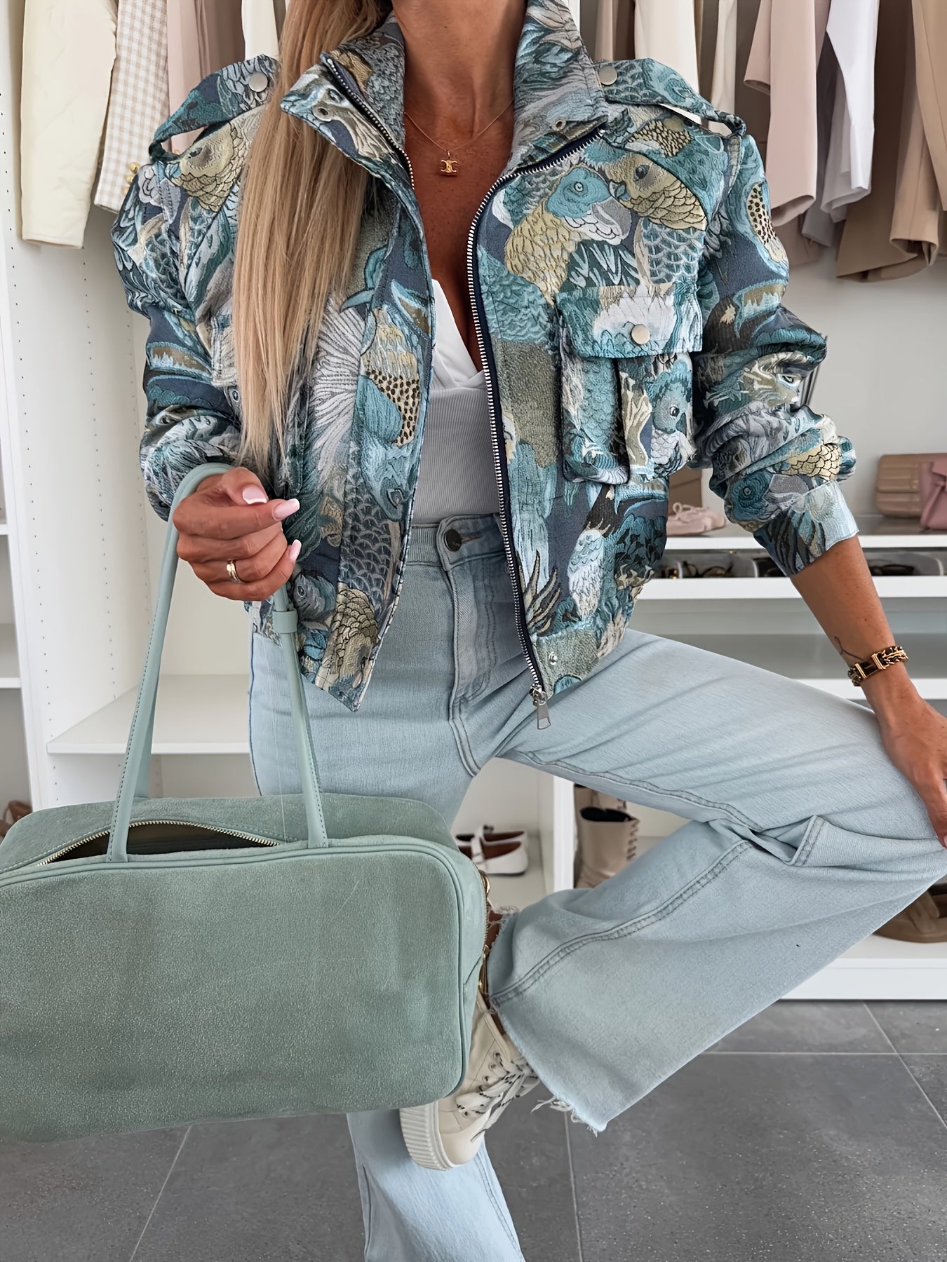 Women’s Floral Embroidered Casual Jacket by Snagg A Jacket