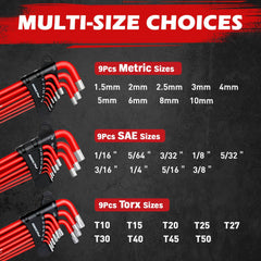 30-Piece Long Arm Hex & Torx Key Wrench Set - SnaggIt