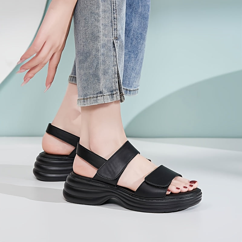 Women’s Platform Sandals With Adjustable Hook-and-Loop Straps by SnaggIt