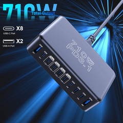710W GaN 10-Port USB-C Charging Station | PD3.1 140W Fast Charger for MacBook iPhone Samsung