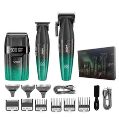 Professional 3 Piece All Metal Barber Suite – 9000 RPM Master Clipper, DLC Trimmer, and Titanium Shaver Collection