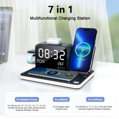 7 in 1 Dual Phone Wireless Charging Station with Night Light & Smart Display