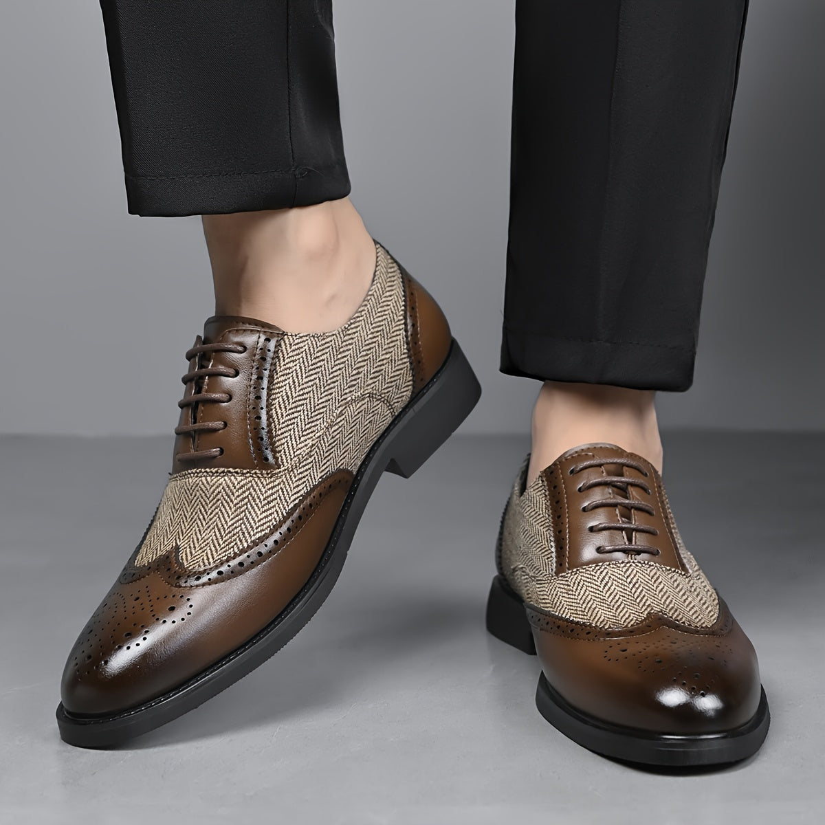Men’s Casual Business Brogue Oxfords Classic Lace-Up Dress Shoes by Snagg A Shoes