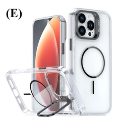 Invisible Lens Clear Acrylic Stand MagSafe Phone Case – iPhone 17 Series - E - Black / iPhone17 - Cases & Covers