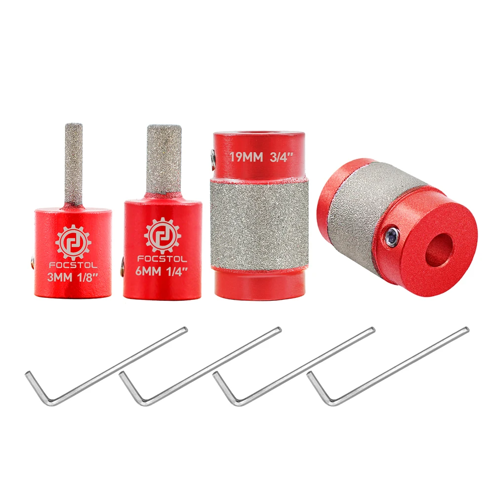 Glass Grinder Bit Head Set | Stained Glass Drill Bits 1/8" 1/4" 1-3/4" CE Certified