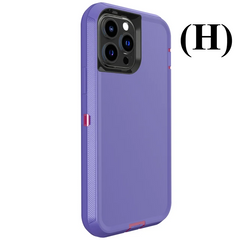 3 IN 1 Heavy Duty Armor Shockproof Dust Proof Case - For iPhone 14 Series - H - Purple Rose Red / 14Plus - Phone Cases