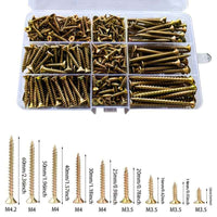 440 Pack Self Tapping Wood Screw Kit — Colour Galvanized M3.5/M4 Screws in 25–60mm Sizes - 440pcs M4/3.5 Length