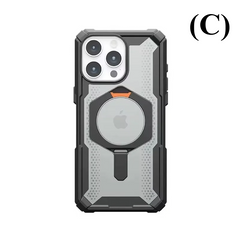 Shockproof Kickstand Rugged Armor MagSafe Case – for Apple iPhone 15 Series - C - Transparent / Pro Max - Phone Cases &