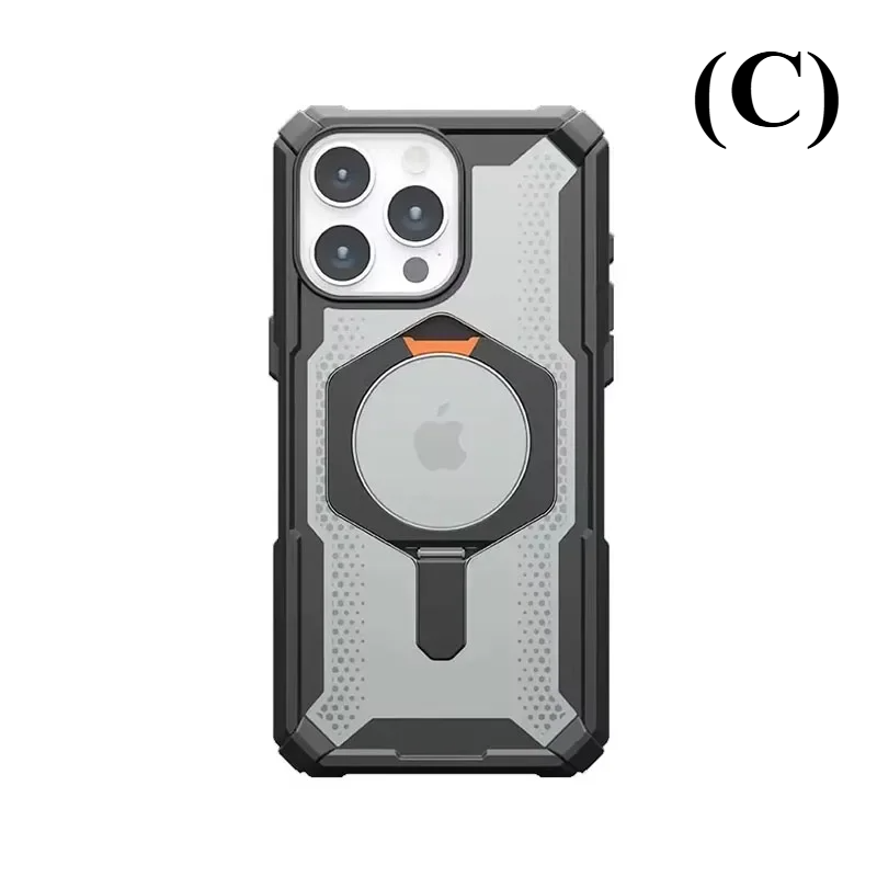 Shockproof Kickstand Rugged Armor MagSafe Case – for Apple iPhone 16 Series - C - Transparent / Plus - Phone Cases &