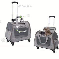 Portable Travel Pet Rolling Carrier with Detachable Handle & Wheels by Snagg A Pet Carrier
