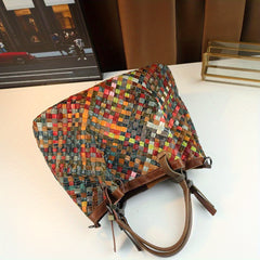 Vintage Woven Leather Tote Bag by Snagg A Bag