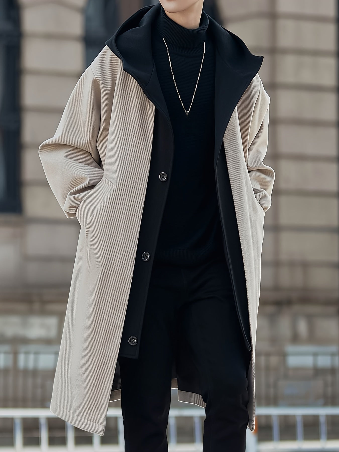 Men’s Casual Hooded Tweed Trench Coat by Snagg A Coat