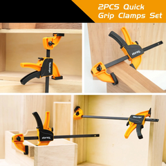 4"/6" One-Handed Bar Clamps for Woodworking – 2PCS Light-Duty Quick-Change F Clamp / Spreader