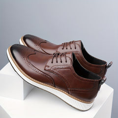Men’s Business Casual Shoes – Pointed Toe PU Leather Lace-Ups by Snagg A Shoes