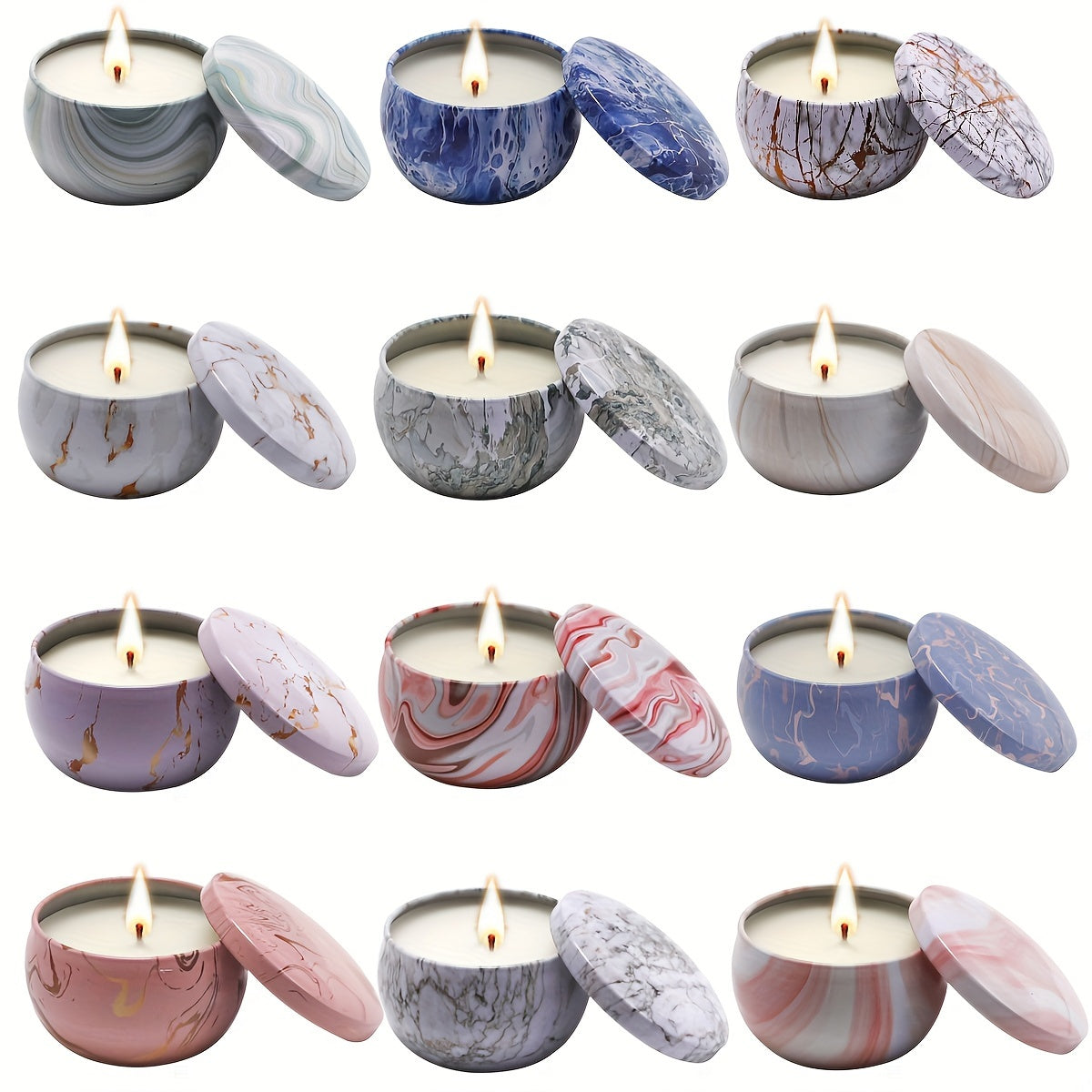 12 Piece Marble-Style Scented Candle Gift Set by Snagg A Candle