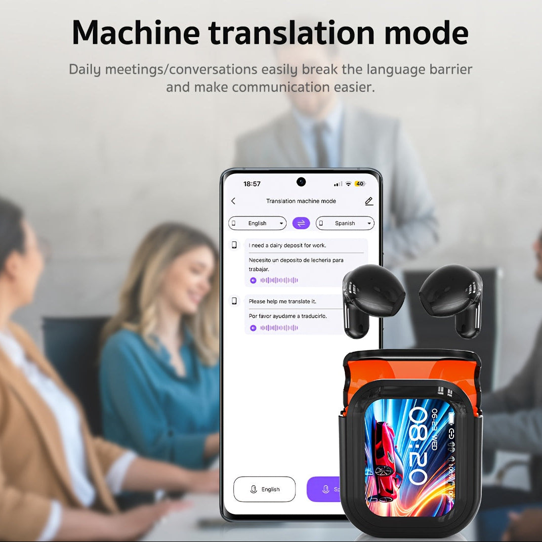Wireless TWS Earbuds | LED Display In-Ear Headphones with 131-Language Translation & Mic by Snagg An EarBud