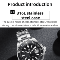 Luxury 41 mm Diver’s Quartz Watch - Men’s Watches