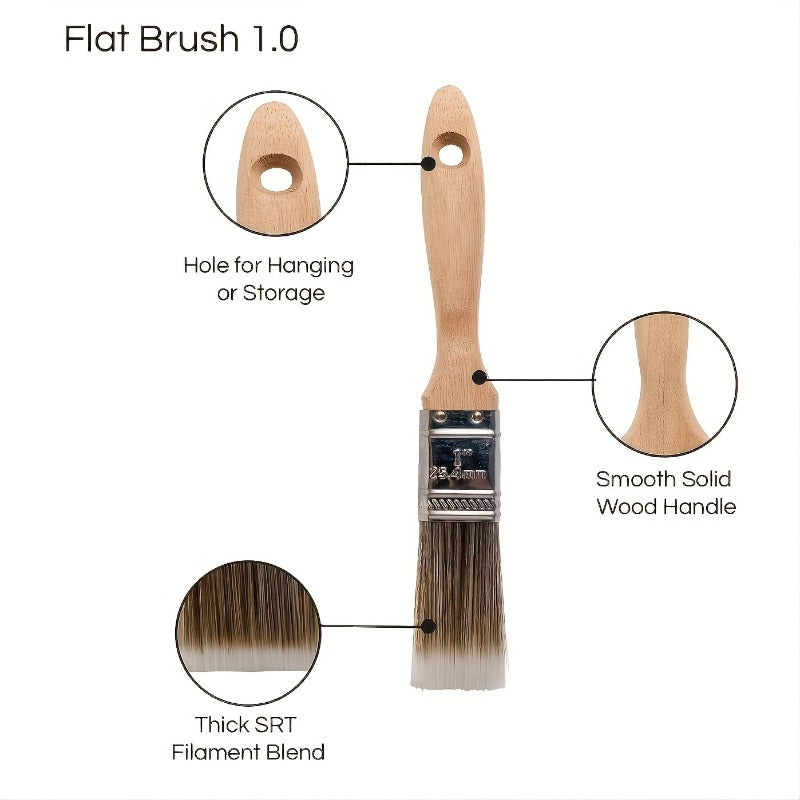 5 Pcs Professional Paint Brush Set - Flat & Angle Brushes - 5pcs - General Hand Tools