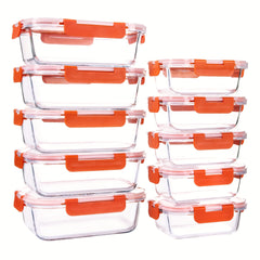 10 Pack Borosilicate Glass Meal Prep Containers by Snagg A Container