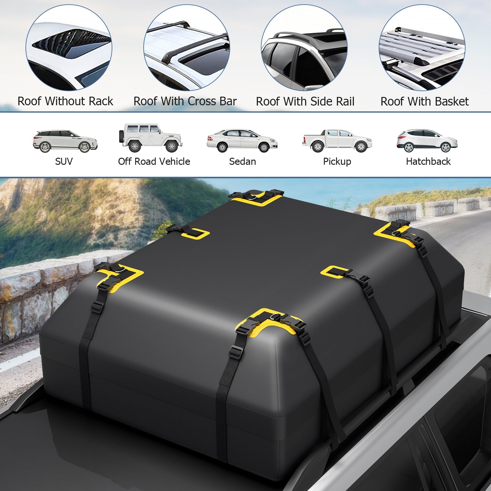 595L Car Roof Bag Cargo Carrier by Snagg A Roof Cargo