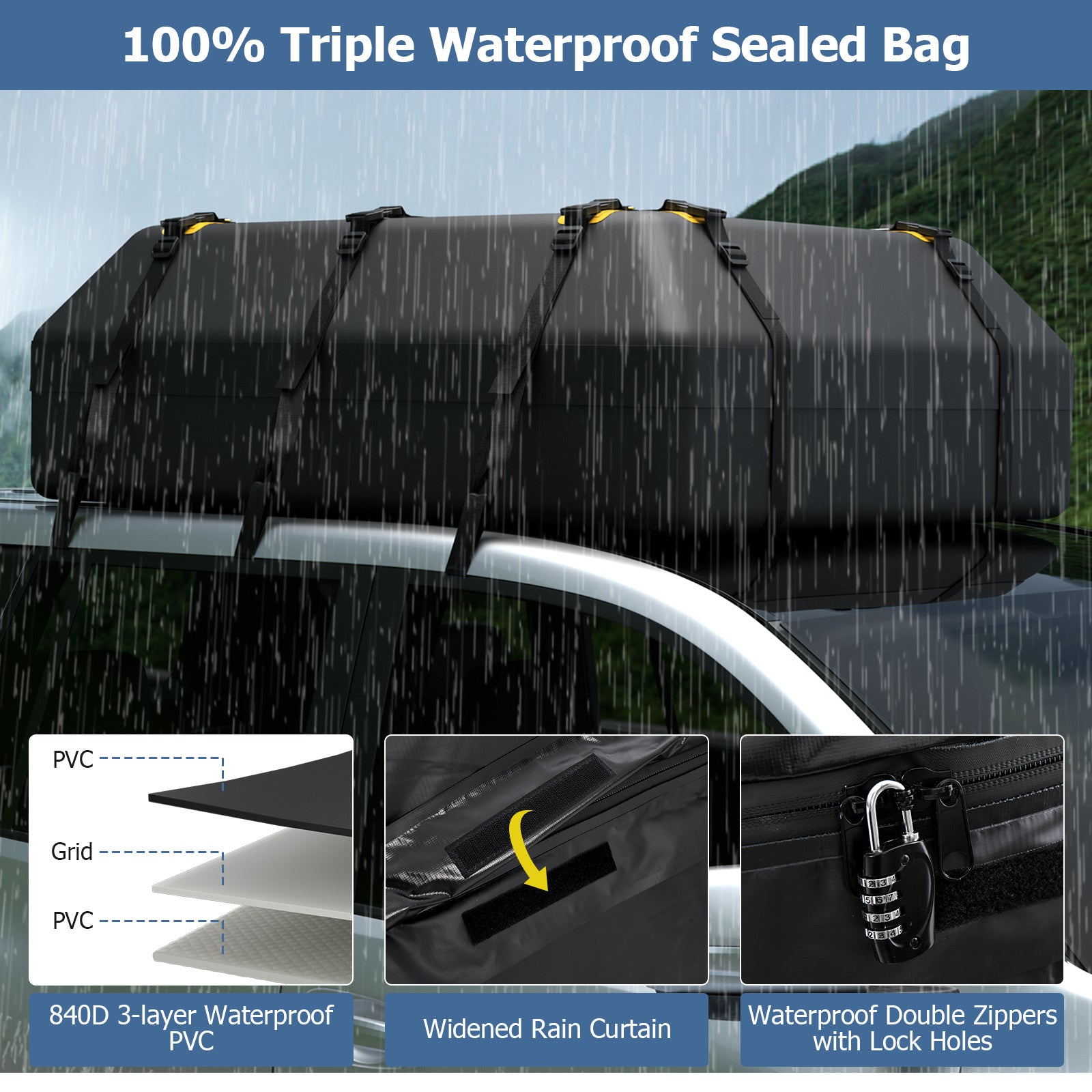 595L Car Roof Bag Cargo Carrier by Snagg A Roof Cargo