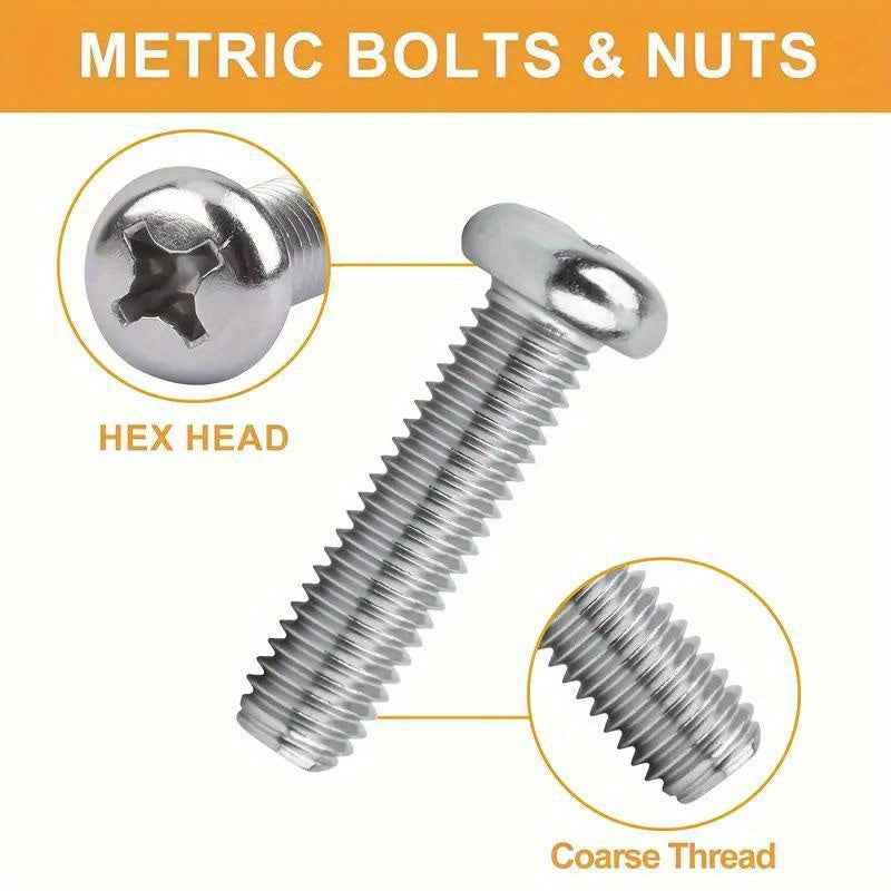 1059 Pcs Nuts & Bolts Assortment - M3/M4/M5/M6 Machine Screws Washers with Mixed Heads - 1set - Power Tools Gadget
