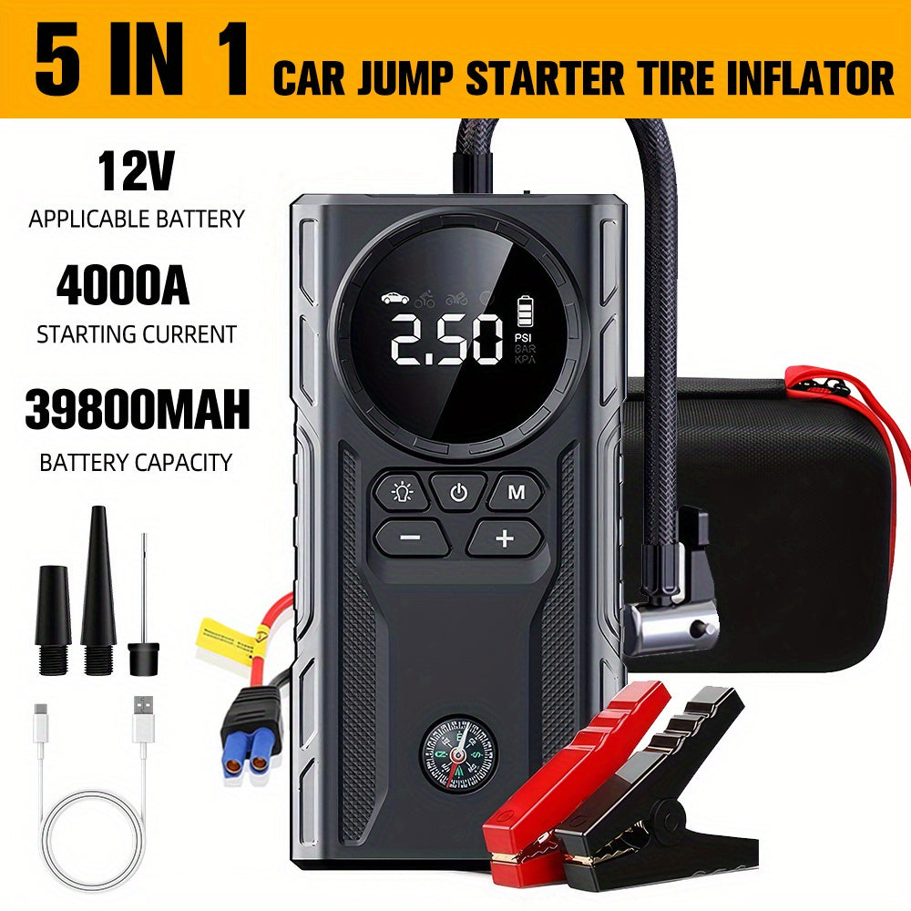 5 in 1 Portable Car Jump Starter with Air Compressor by Snagg A Jump Starter