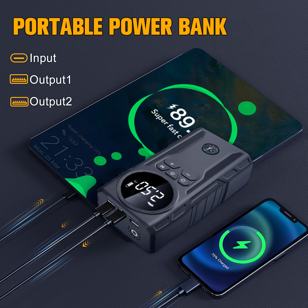 5 in 1 Portable Car Jump Starter with Air Compressor by Snagg A Jump Starter