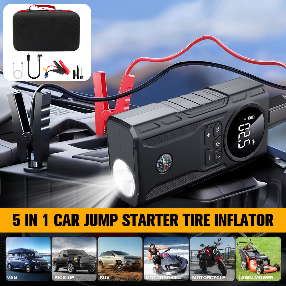 5 in 1 Portable Car Jump Starter with Air Compressor by Snagg A Jump Starter
