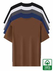 5pcs Heavyweight Men’s Cotton T-Shirts – Minimalist Solid Color Pack - SnaggIt